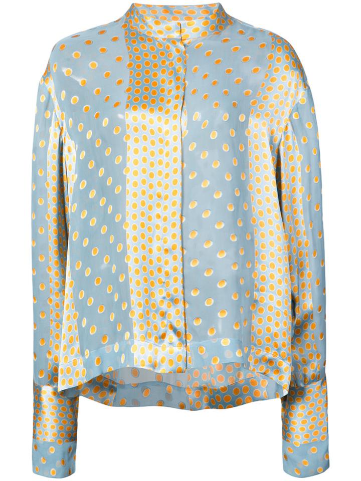 Dvf Diane Von Furstenberg Polka Dot Panelled Shirt - Blue
