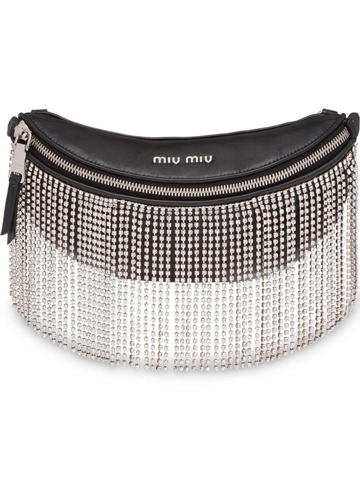 Miu Miu Belt Bag With Crystals - Black