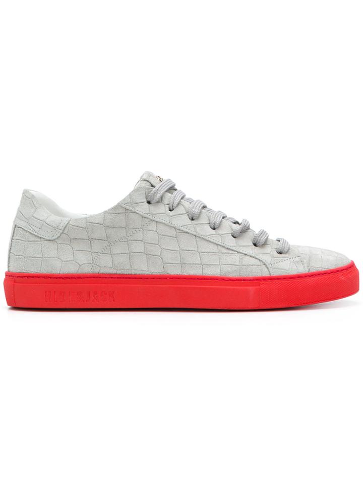 Hide & Jack Contrast Sole Embossed Sneakers - Grey