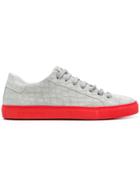 Hide & Jack Contrast Sole Embossed Sneakers - Grey