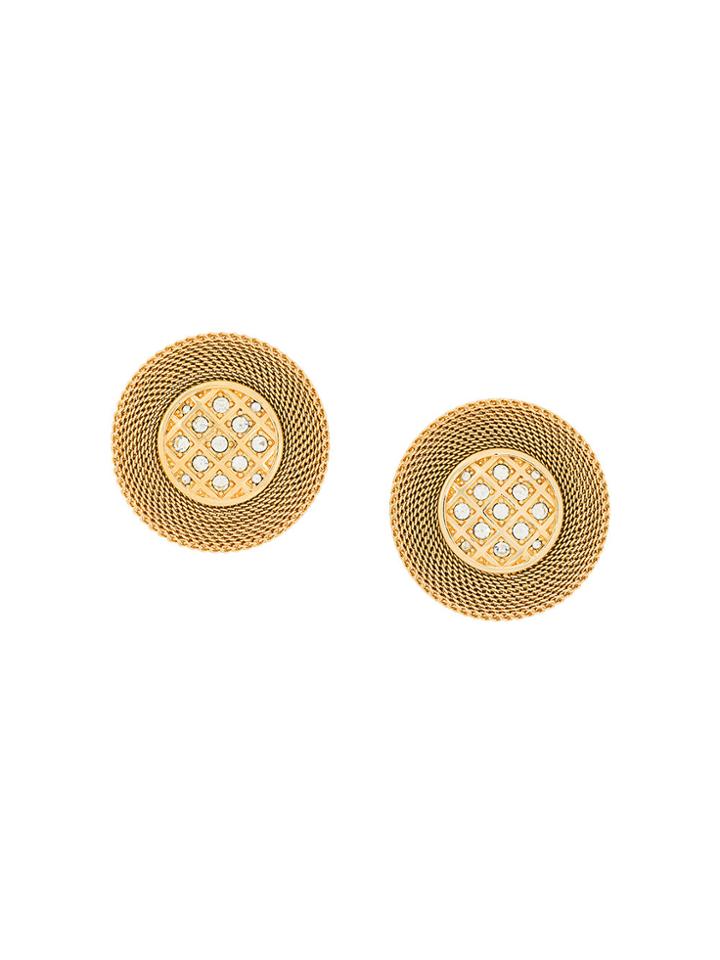 Monet Vintage 1970s Vintage Monet Mesh Statement Earrings - Metallic