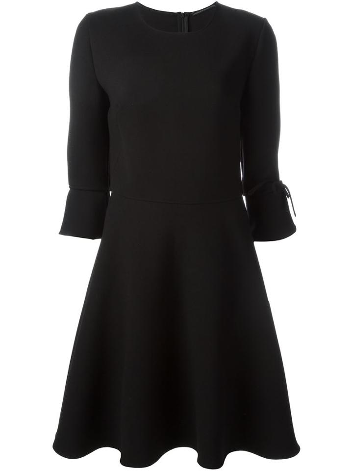 Ermanno Scervino Bow Cuff Skater Dress, Women's, Size: 46, Black, Virgin Wool