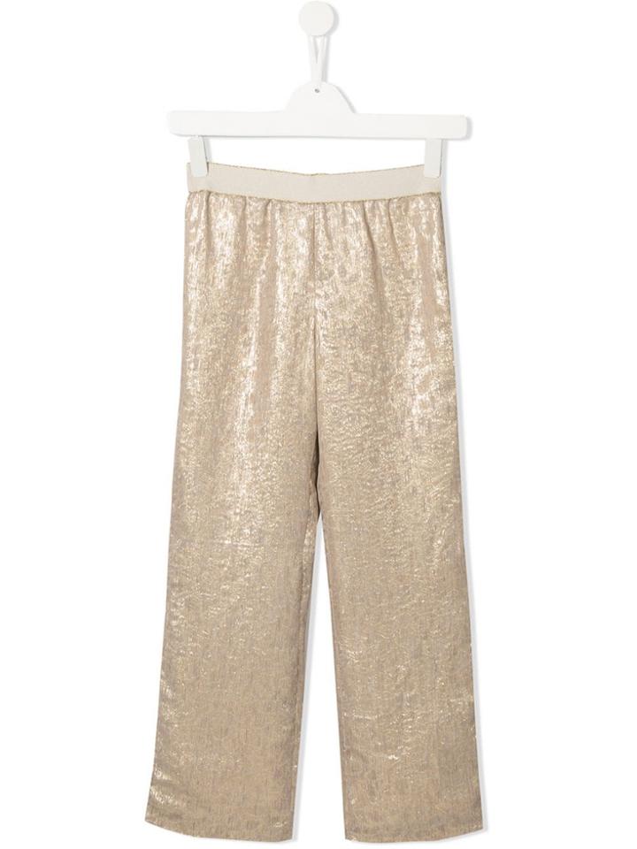 La Stupenderia Metallic Wide Leg Trousers - Do Not Use - Beige