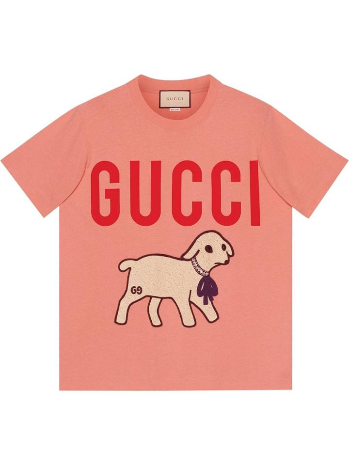 Gucci T-shirt With Gucci Lamb - Pink