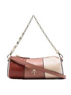 Manu Atelier Dusky Pink And Brown Mini Cylinder Leather Shoulder Bag