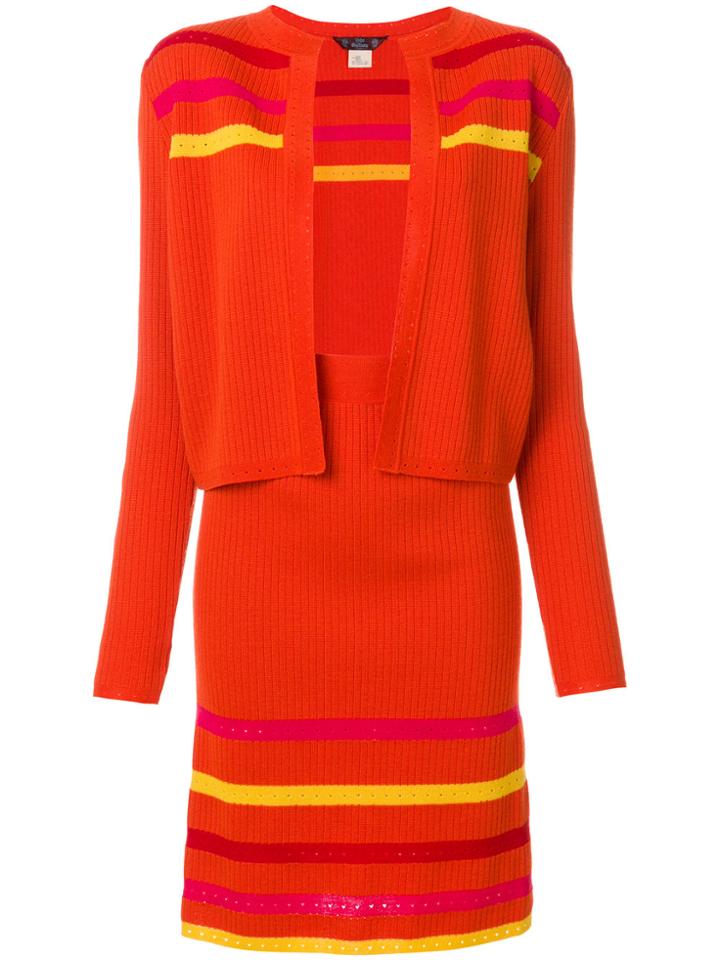 John Galliano Vintage Striped Knitted Skirt Suit - Yellow & Orange