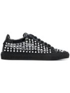 Philipp Plein Printed Crystal Embellished Low Tops - Black