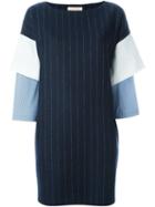Erika Cavallini Layered Sleeve Dress, Women's, Size: 44, Blue, Cotton/polyamide/virgin Wool