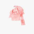 Rosie Assoulin Printed Ruffle One-shoulder Top, Women's, Size: Large, Red, Cotton