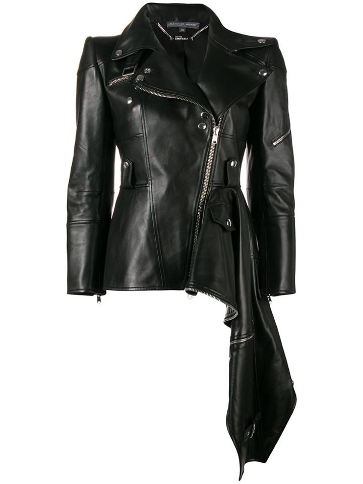Alexander Mcqueen Hanging Detail Biker Jacket - Black