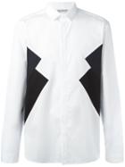 Neil Barrett Panelled Colour Block Shirt, Men's, Size: 38, White, Cotton