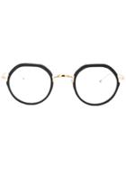 Thom Browne Eyewear Round Contrast-trim Glasses - Black