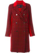 Sonia By Sonia Rykiel Double Breasted Checked Coat, Women's, Size: 40, Red, Cotton/polyamide/polyester/virgin Wool