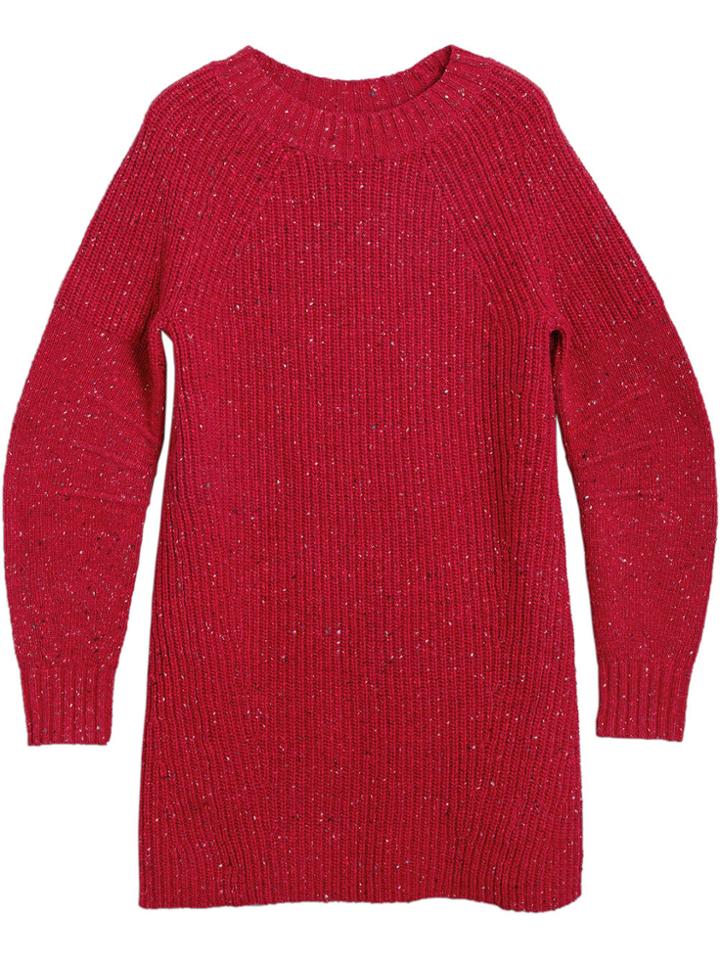 Burberry Rib Knit Wool Cashmere Mohair Sweater Dress - Red