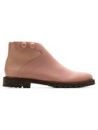 Sarah Chofakian Leather Ankle Boots - Pink & Purple