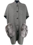 Liska Button Down Cape Coat - Grey