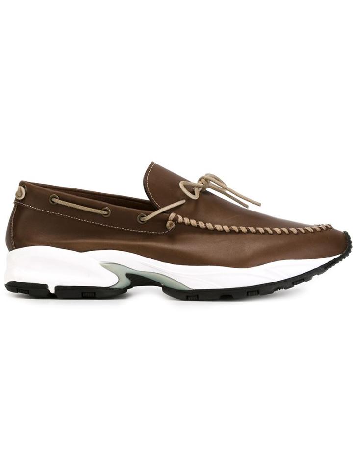 Philippe Model Rubber Sole Deck Shoes, Men's, Size: 40, Brown, Leather/rubber