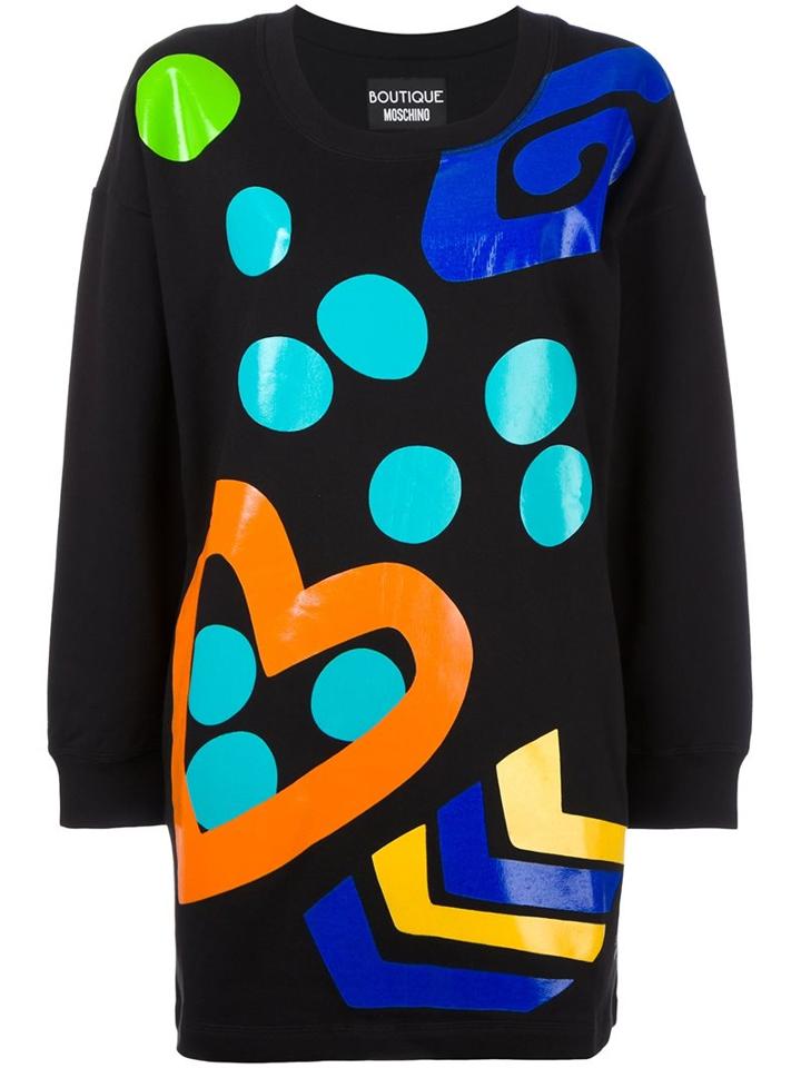 Boutique Moschino Printed Sweatshirt Dress, Women's, Size: 42, Black, Cotton