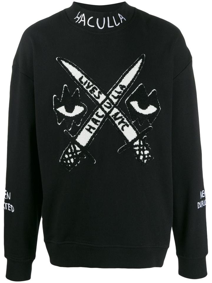 Haculla Embroidered Cotton Sweater - Black