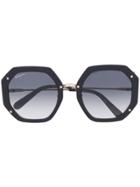 Salvatore Ferragamo Octagonal Frame Sunglasses - Black