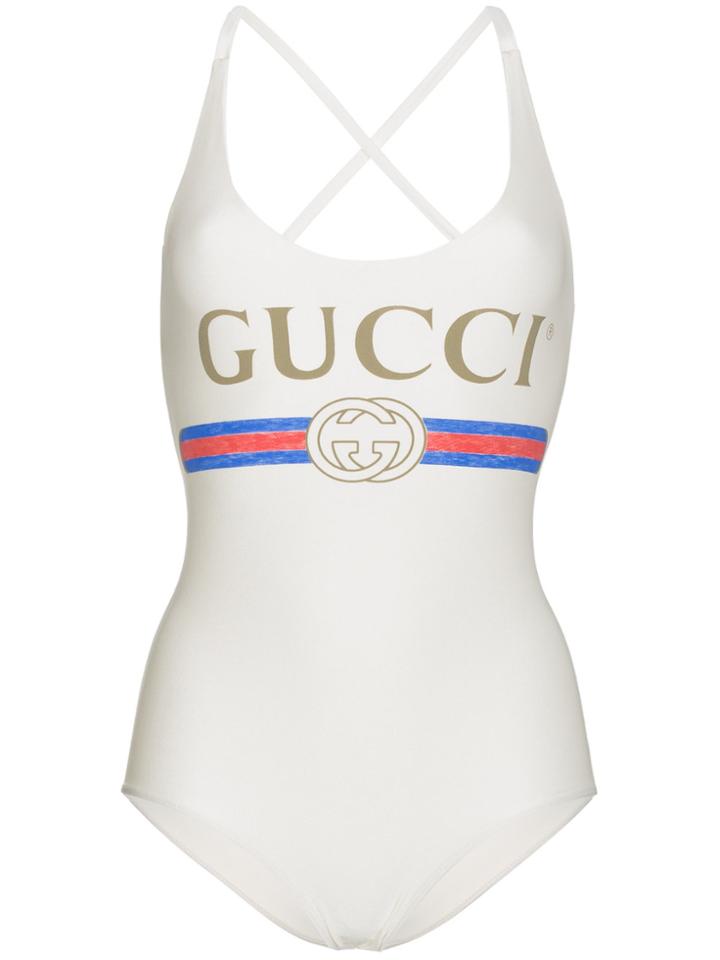 Gucci Logo Front Swimsuit - Nude & Neutrals