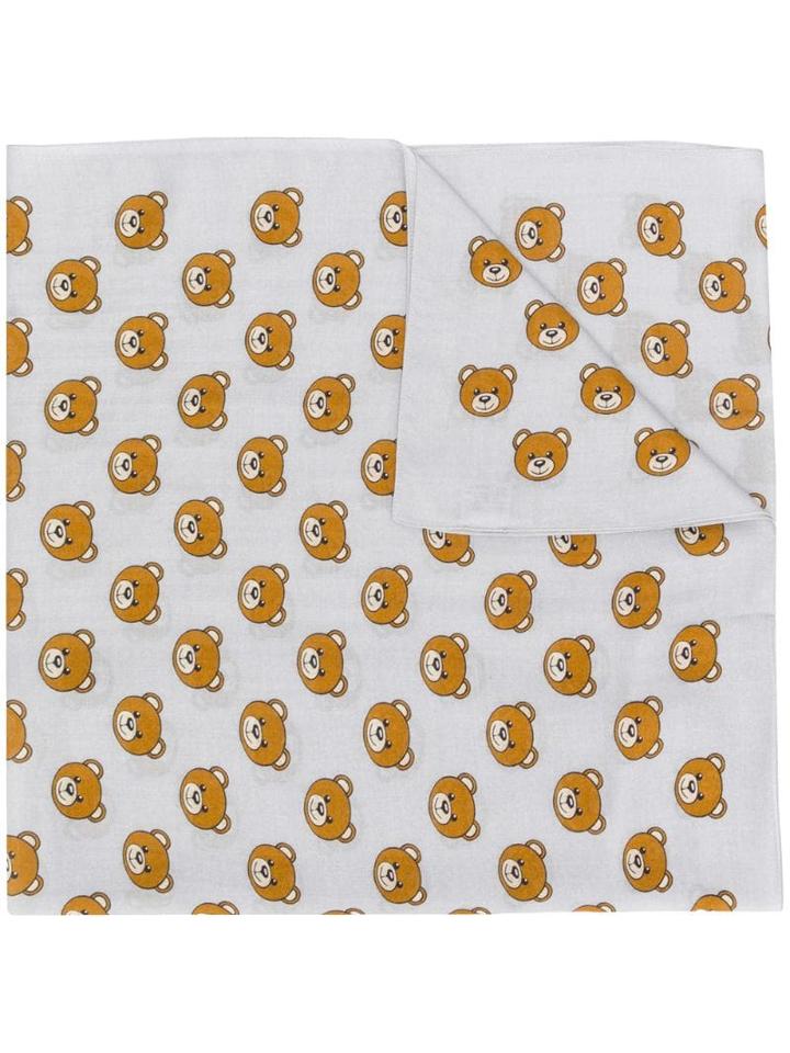 Moschino Teddy Bear-print Scarf - Grey