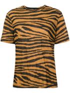 Proenza Schouler Tiger Print Short Sleeve T-shirt - Brown