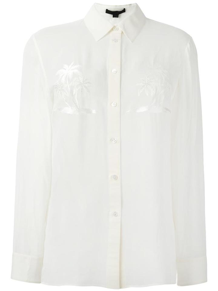 Alexander Wang Palm Embroidered Shirt, Women's, Size: 4, Nude/neutrals, Silk/polyester