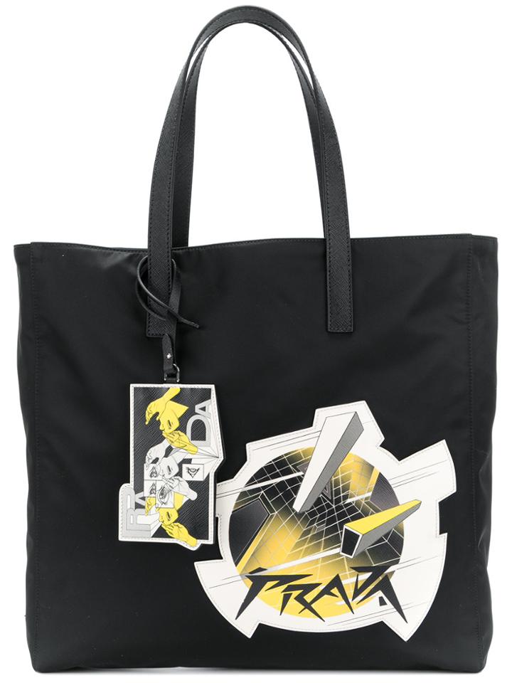 Prada Planet Patch Tote Bag - Black