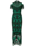 Marchesa Notte Rose Embroidered Dress - Green