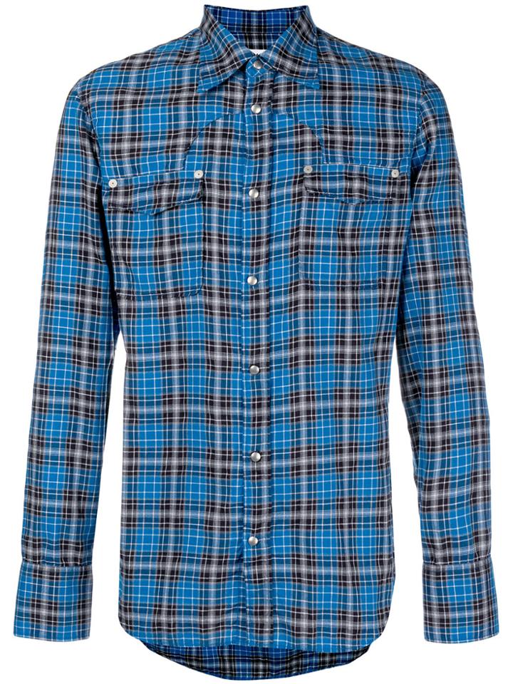 Maison Margiela Checked Button Shirt - Blue