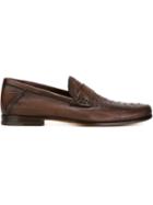 Santoni Woven Loafers, Men's, Size: 8.5, Brown, Leather