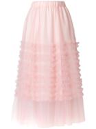 P.a.r.o.s.h. Ruffle Trim Tulle Skirt - Pink & Purple