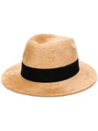 Saint Laurent Shaggy Effect Fedora Hat - Neutrals