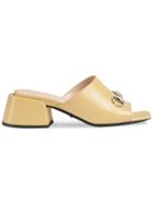 Gucci Patent Leather Mid-heel Slides - Nude & Neutrals