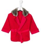 Miss Blumarine Faux Fur Collar Belted Jacket, Girl's, Size: 8 Yrs, Red