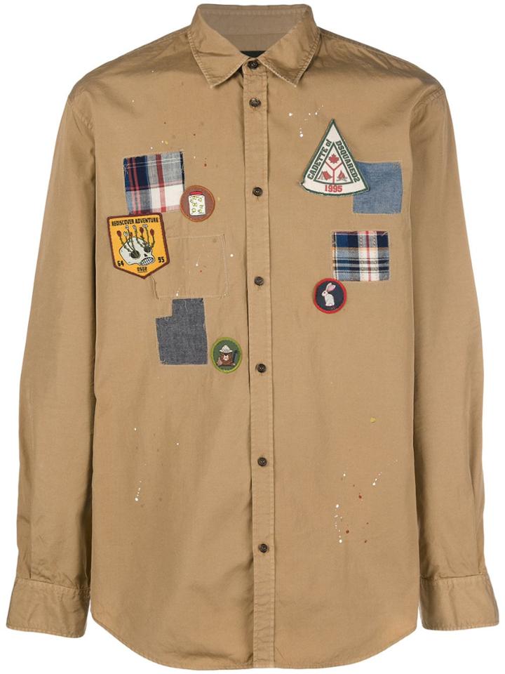 Dsquared2 Badge Embroidered Shirt - Neutrals