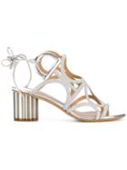 Salvatore Ferragamo Flower Heel Gancini Sandals - Metallic