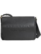 Burberry Logo Embossed Messenger Bag - Black