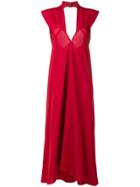 Victoria Beckham V-neck Long Dress - Red
