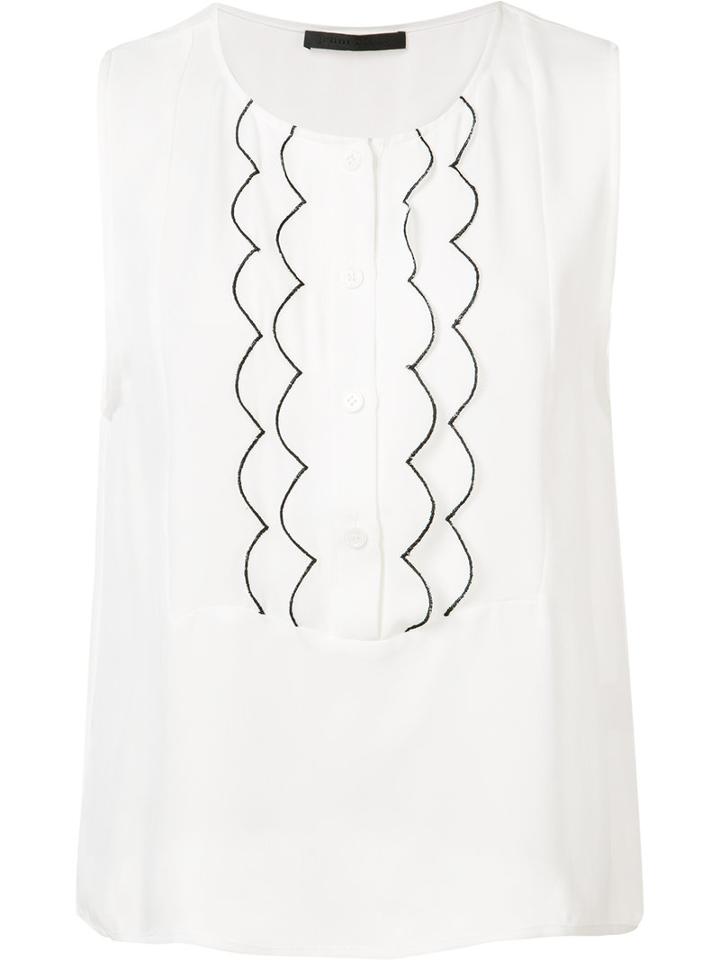 Jenni Kayne Scalloped Panel Blouse, Size: Medium, White, Silk