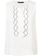 Jenni Kayne Scalloped Panel Blouse, Size: Medium, White, Silk