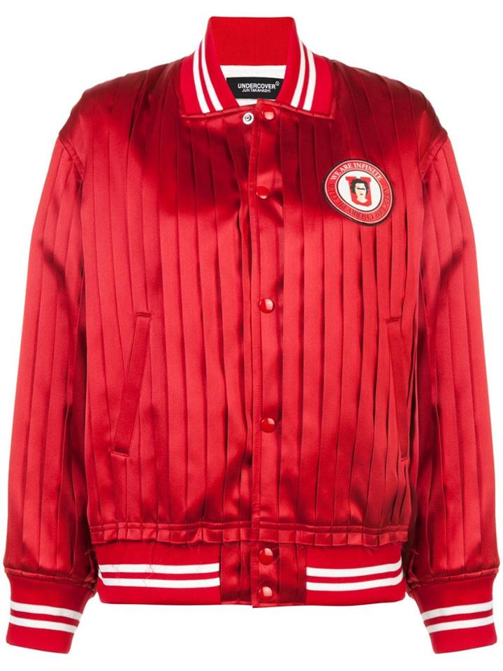 Undercover Pleated Bomber Jacket - Red