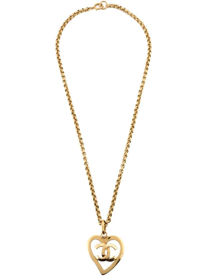 Chanel Vintage Logo Heart Necklace