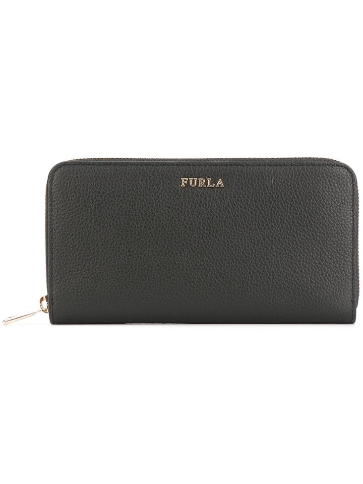 Furla Zip Around Grained Wallet - Black
