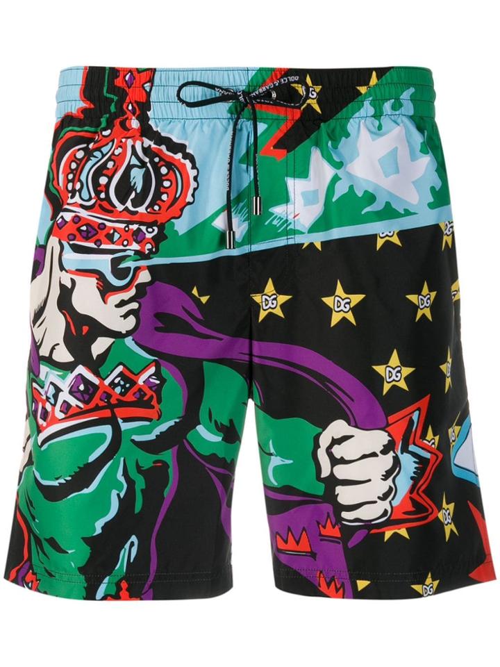 Dolce & Gabbana Superhero King Swim Shorts - Black