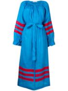 Vita Kin - Stripe Embroidered Shift Dress - Women - Linen/flax - Xs, Blue, Linen/flax