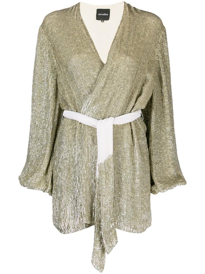 Retrofete Waist-tied Mini Dress - Gold