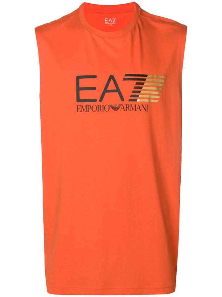 Ea7 Emporio Armani Logo Print Tank Top - Yellow & Orange
