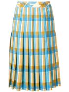 Céline Vintage Plaid Pleated Skirt - Blue